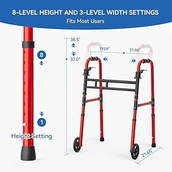 Folding Walkers for Seniors Lightweight Walker Red