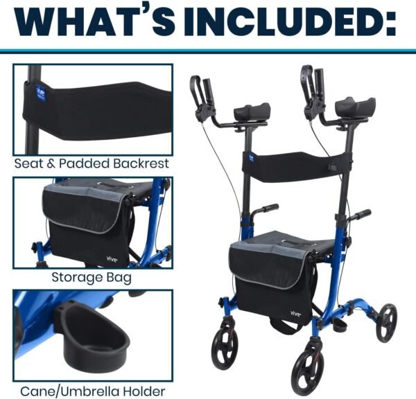 HeaRollator Walkers for Seniors with Seat Blue