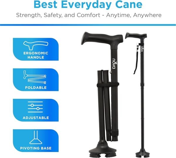 71T03fQKPTL._AC_UF894,1000_QL80_ NOVA Foldable Quad Cane Adjustable Lightweight