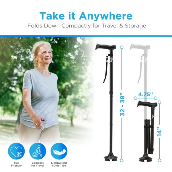 81FRJeG4MOL NOVA Foldable Quad Cane Adjustable Lightweight