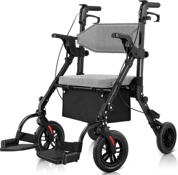 Foldable Rollator Walker for Seniors with Seat