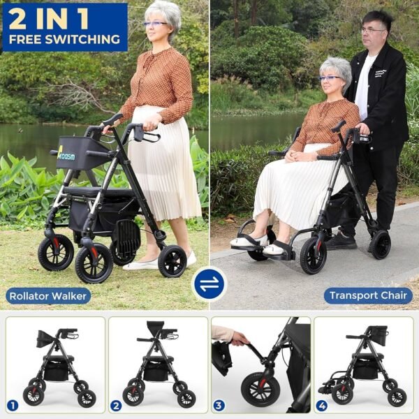 Foldable Rollator Walker for Seniors with Seat